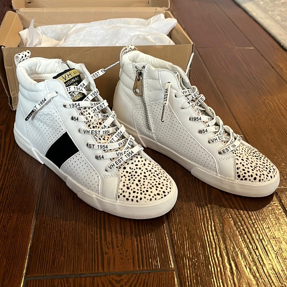 Vintage Havana White and Black High-Top Sneakers
